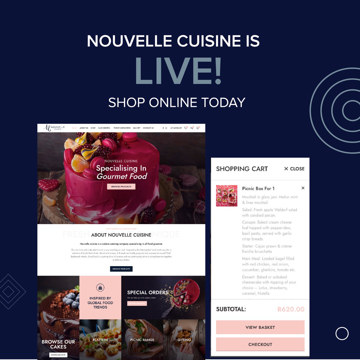 ShoplieCommerce's tweet photo. Website Launch: Nouvelle Cuisine new and improved website is now live. Nouvelle Cuisine is a cuisine catering company specialising in all food gourmet. Their aim is to add a decadent touch to any event big or small. Visit their website and order now. #websitelaunch #business https://t.co/9Ob65uxLYS