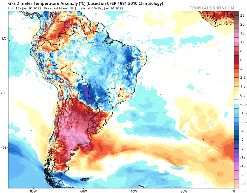 Une vague de chaleur extrême va concerner le centre de l'#Argentine cette semaine, culminant en fin de semaine avec des valeurs parfois supérieures à 45/47°C.
Une anomalie thermique de près de 20°C localement pourrait être observée au sud de Buenos Aires. A suivre. 