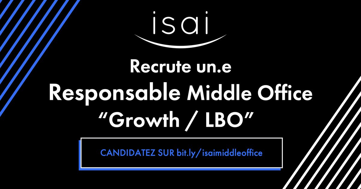 ISAI est en pleine croissance et recrute sa/son Responsable Middle Office « Growth / LBO » ! Merci de partager 🙏
bit.ly/isaimiddleoffi…