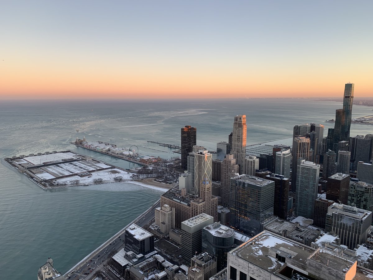 Amazing sunset views of Lake Michigan from a recent site visit at an iconic Gold Coast high-rise. K&amp;H is conducting a façade investigation, water infiltration investigation, and façade repair of the building. 
📷: Brian Koons, Associate V
#workingtogether #buildingintegrity