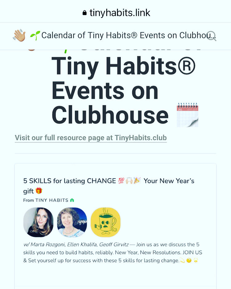Creating positive change isn't magic, it's a skill that anyone can learn. Join us on Clubhouse as we break it down...so you can achieve those goals in 2022!
Tuesdays @ 12:30pm EST, 9:30am PST. #tinyhabits #newyearsresolution #goals #wyzage