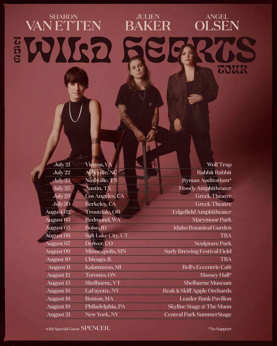 sharonvanetten's tweet image. Wild Hearts Tour announce

I have been busting at the seams keeping this secret for so long. Overflowing with joy to share the news that I will be touring with the unparalleled @AngelOlsen, @julienrbaker, &amp;amp; @spencerperiod. thewildheartstour.com