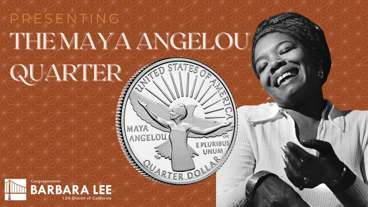 Excited to announce that today, Maya Angelou becomes the first Black woman to appear on a US quarter! The phenomenal women who shaped American history have gone unrecognized for too long—especially women of color. Proud to have led this bill to honor their legacies.