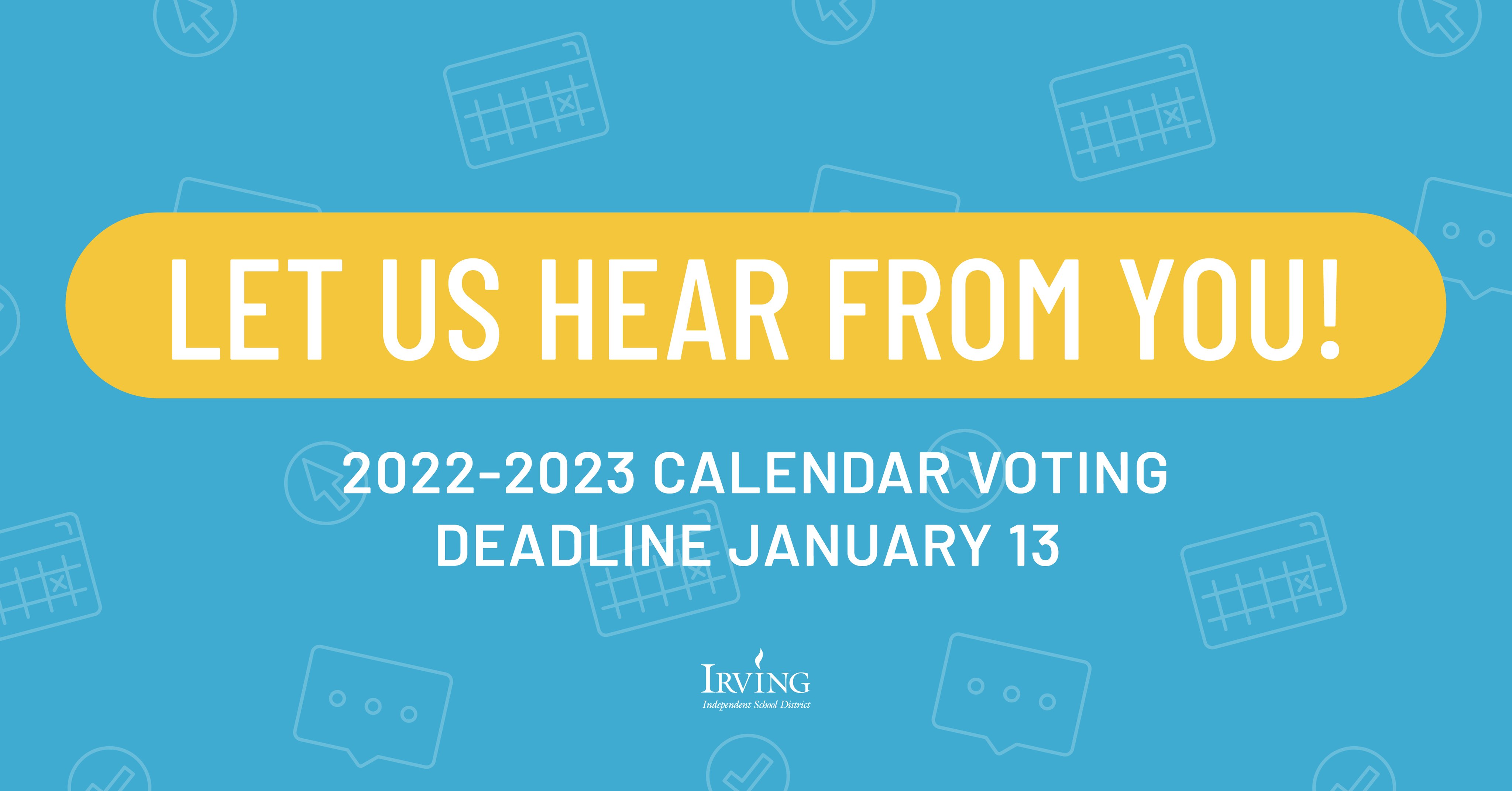 Irving Isd Calendar 2022 2023 Irving Isd On Twitter: "‼️Attention #Myirvingisd Families And Staff‼️ Based  On Your Input, Irving Isd Has Created Two Options For The 🗓️2022-2023  School Calendar. Select Your Preference By Completing The 🗳️Survey At