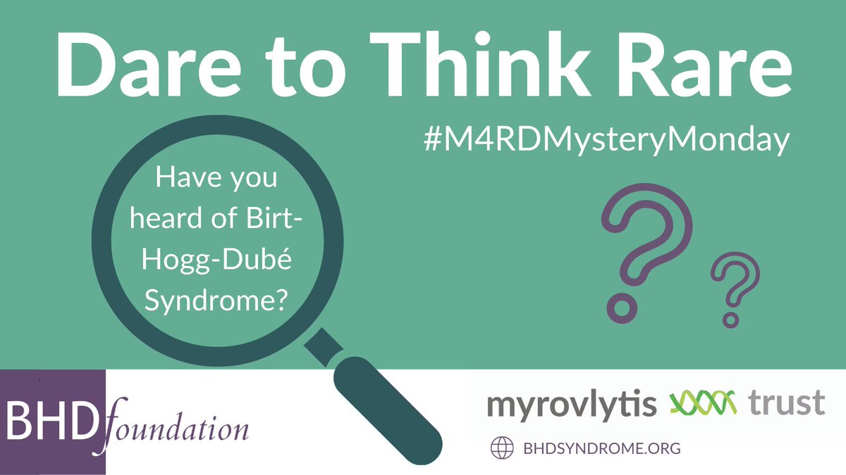 BHD_Foundation's tweet photo. Have you seen @M4RareDiseases Instagram today?
Learn about BHD here 👉https://t.co/3EusG9wHGW
#MedTwitter #ThinkBHD #M4RDMysteryMonday #BHDSyndrome https://t.co/2LiFGzo1ra