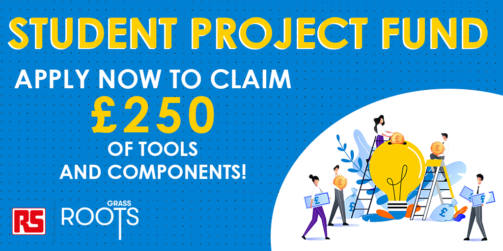 WeAreRSGroup's tweet photo. Calling all students currently studying in the UK, Hong Kong or Singapore – do you have a project that you want to bring to life? Apply for our Grass Roots #StudentProjectFund and you could receive up to £250 in tools and components.
➡️https://t.co/NKZueG0RfZ⬅️
#RSGrassRoots https://t.co/2o2yyf5Bch