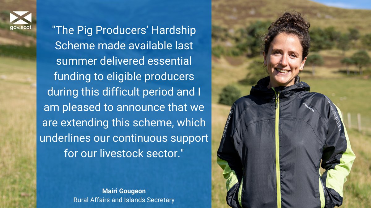 A scheme set up to provide financial support to pig producers affected by the temporary closure of the abattoir at Brechin last year, and subsequent suspension of its China export licence, is to be extended.

Read more➡️blogs.gov.scot/rural-environm…