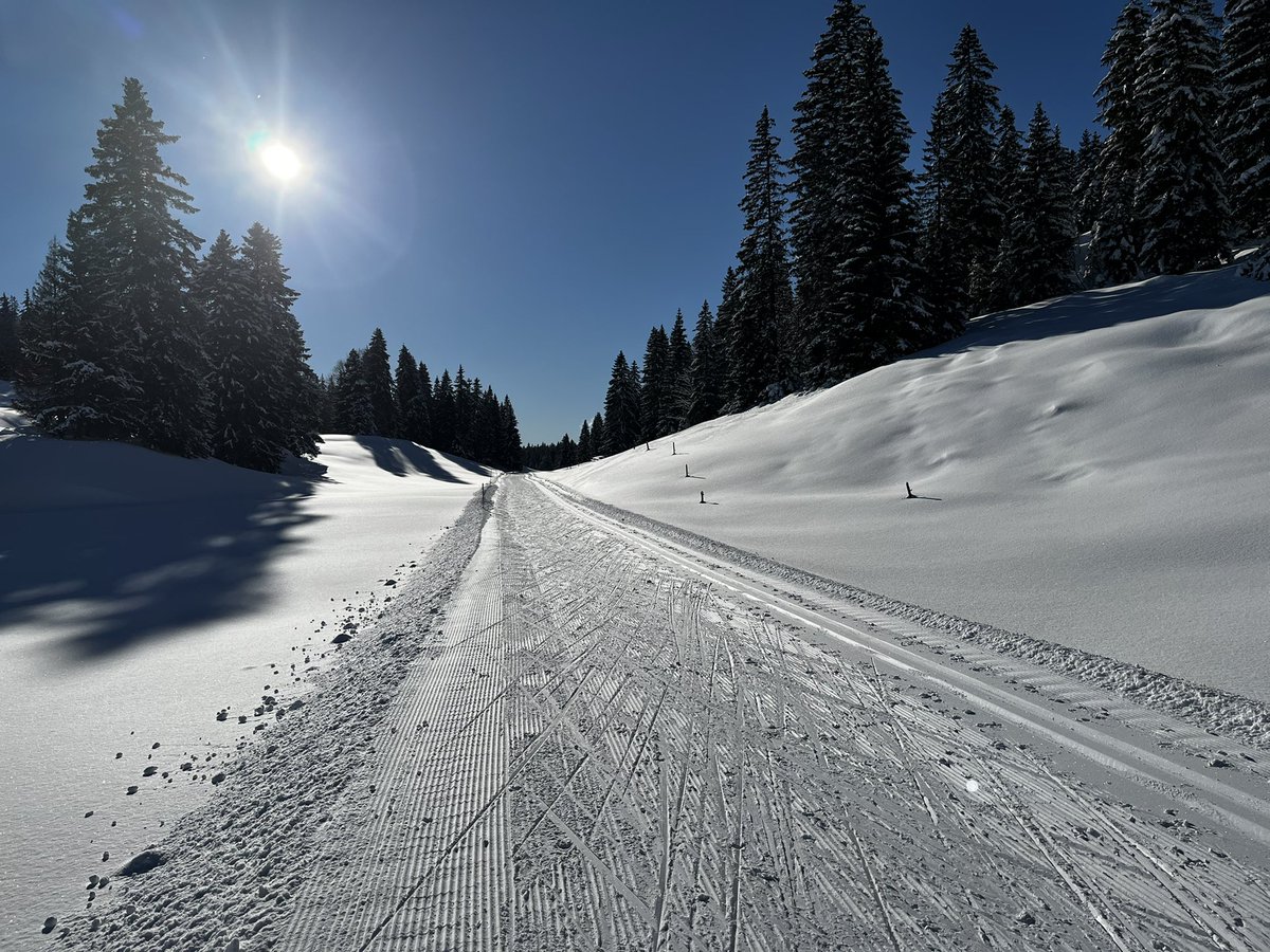 wattsnow's tweet photo. Beautiful lunch break @MySwitzerland_e @myvalleedejoux #Amburnex #xcski https://t.co/uz6gHO34re
