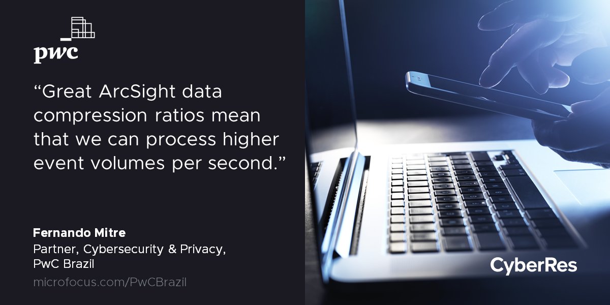 markbfernandes's tweet photo. See why this #Cybersecurity &amp; Privacy expert from @PwCBrasil praised #ArcSight for high event volume processing in @MicroFocusSec's new #SecOps Case study: | #SOC #SIEM #CyberResilience https://t.co/HleIAB2SlQ #MyCompany https://t.co/ql7FuTqPLu