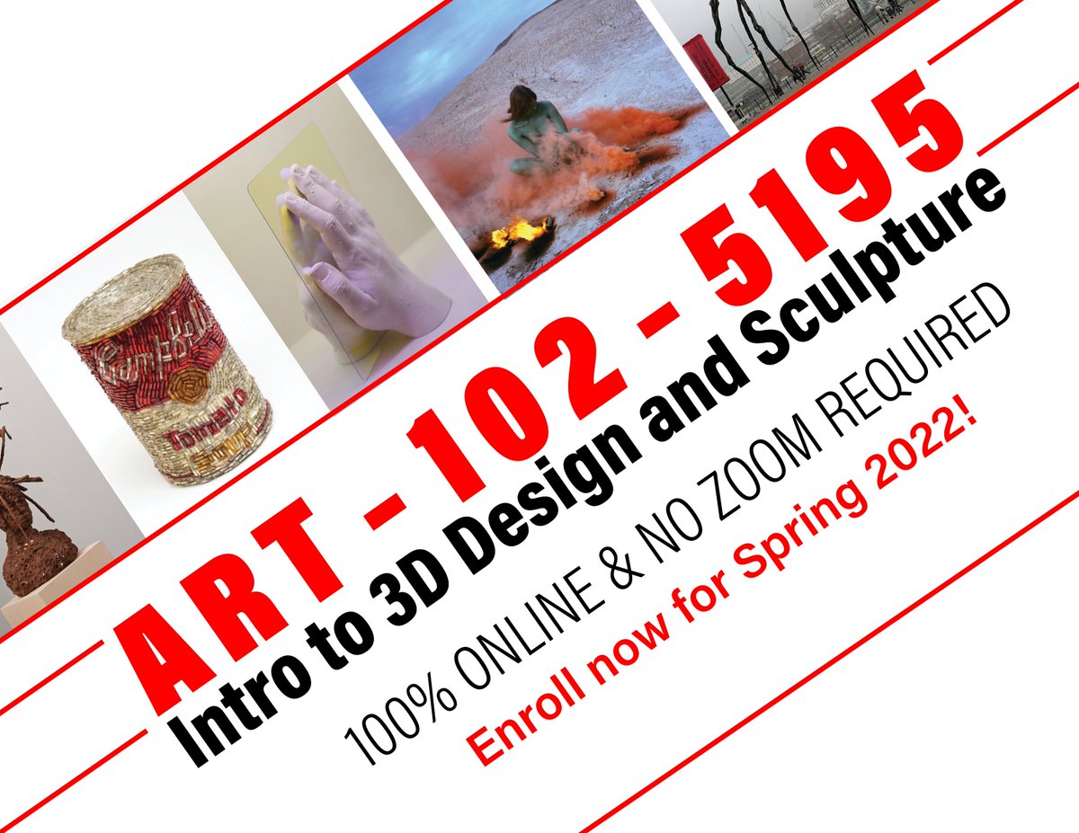 dvcartgallery's tweet photo. New Class, Intro to 3D Design and Sculpture 
Art 102-5195 for Spring 2022 #dvc #DiabloValleyCollege #dvcart 
 https://t.co/fJ7hNynC8o https://t.co/32EV9TGhvk