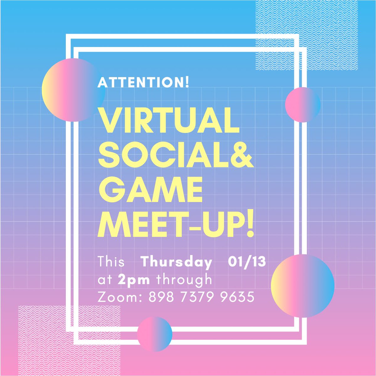 IsssDu's tweet image. ISSS Social + Game Meet-Up!!!
WHEN: This Thursday 01/13 between 2pm and 4pm
JOIN through Zoom ID:  898 7379 9635
Or through Skype For Business link: udenver.zoom.us/skype/89873799…