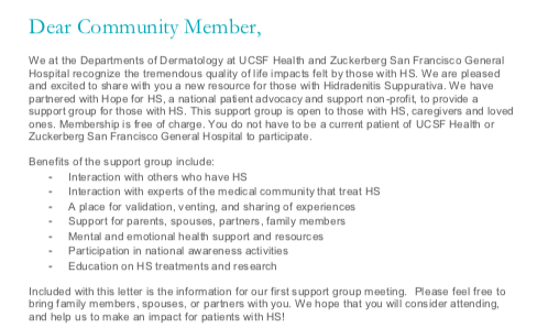 If you live the Bay Area with #HidradenitisSuppurativa, there is a free online support group beginning on January 25th! This support group is open to those with #HS, caregivers and loved ones. 

docs.google.com/forms/d/e/1FAI…

#HopeforHS #hidradenitis