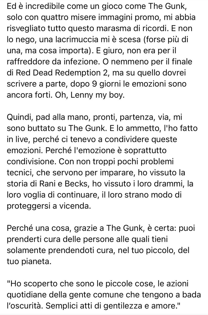 Qui invece cosa penso di #TheGunk, ultima fatica in esclusiva #Microsoft. Ridurlo a un aggettivo è banale, e io non mi reputo così.