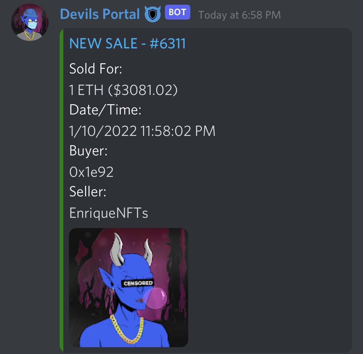 SFTD_ART's tweet image. #6311 Sold for 1 ETH ($3081.02)

🔥 Things Are Getting Hot In Hell Again... 🔥