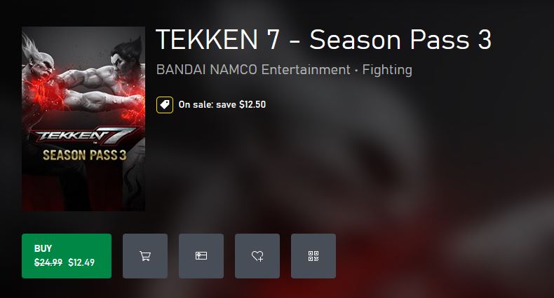 TEKKEN 7 - Season Pass 3 (X1) $12.49 via Xbox.  