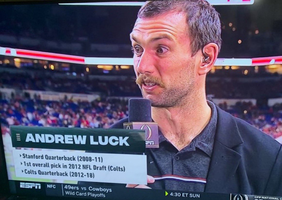 Whistle on X: "Andrew Luck update: Neck beard: gone Mustache: ACTIVATED  https://t.co/7taSBIe8eu" / X