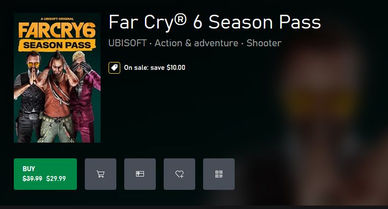 Far Cry 6 Season Pass (X1/X) $29.99 via Xbox.  