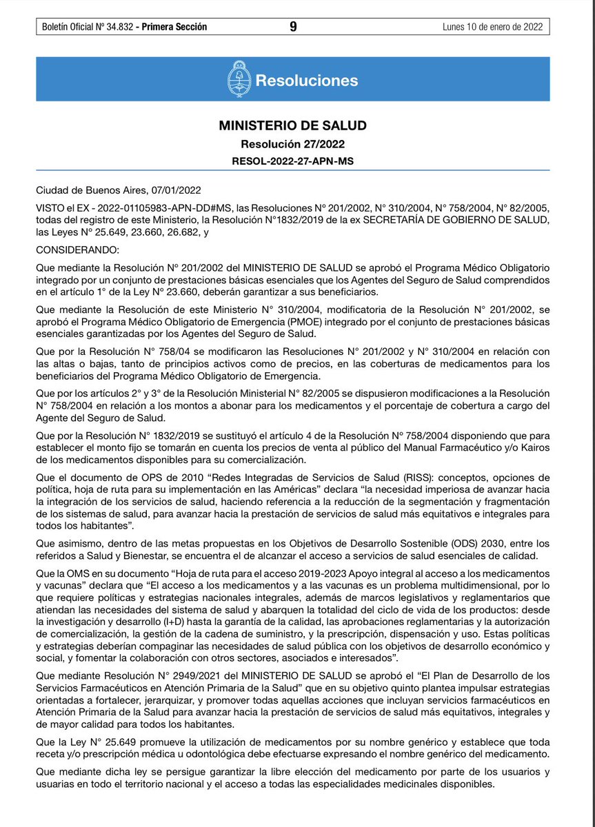 nataliasmessina's tweet photo. 💊POLITICA DE MEDICAMENTOS: PRESCRIPCIÓN POR GENÉRICO Y PRECIOS DE REFERENCIA  

Comparto Resolución 27/2022 del MINISTERIO DE SALUD DE LA NACIÓN publicada en el día de la fecha en el B.O. 

https://t.co/767jadlAdn https://t.co/bmjR6WGzTH