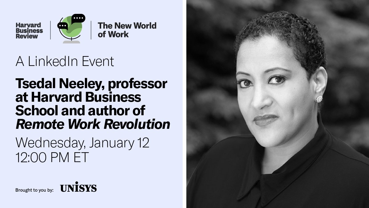 We’re thrilled that @HarvardHBS professor and author @tsedal will join #TheNewWorldofWork to discuss how to hire and retain top talent, how to do hybrid right, and how to adopt a digital mindset. Join us this Wednesday on LinkedIn — RSVP ⬇️ s.hbr.org/3n9kNCv
