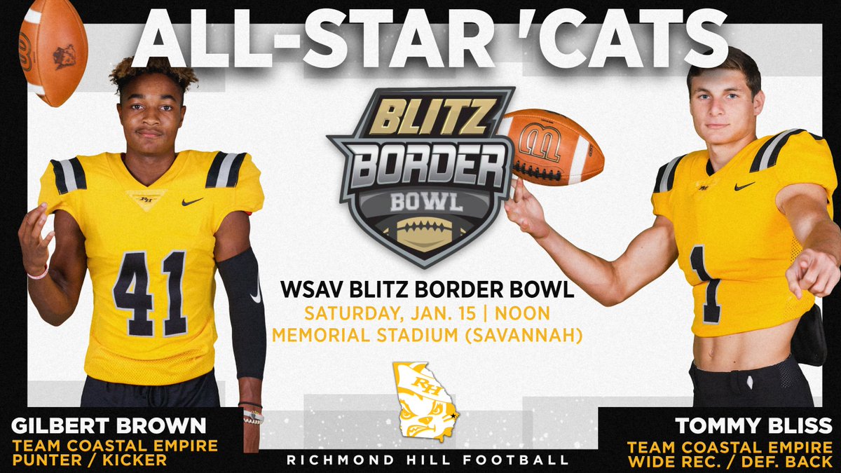 These two 'Cats will be competing in the <a href="/WSAVBlitz/">WSAV BLITZ</a> #BlitzBorderBowl this Saturday at Memorial Stadium!

Congrats to <a href="/BliTommy/">Tommy Bliss</a> &amp; <a href="/GilbertBrown41/">Gilbert Brown</a>, The Hill is proud of you! 

Purchase your tickets here: ventures.enmotive.com/events/registe… 

#AllStarCats #BTH