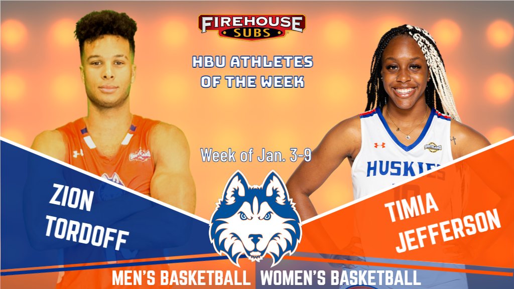 💥 A big #DawgsUp to the <a href="/FirehouseSubs/">Firehouse Subs</a> HBU Athletes of the Week for Jan. 3-9...🏀 @HBUWBB junior guard @timiajay and @HBUBasketball senior forward <a href="/ZionTordoff/">Zion</a>!