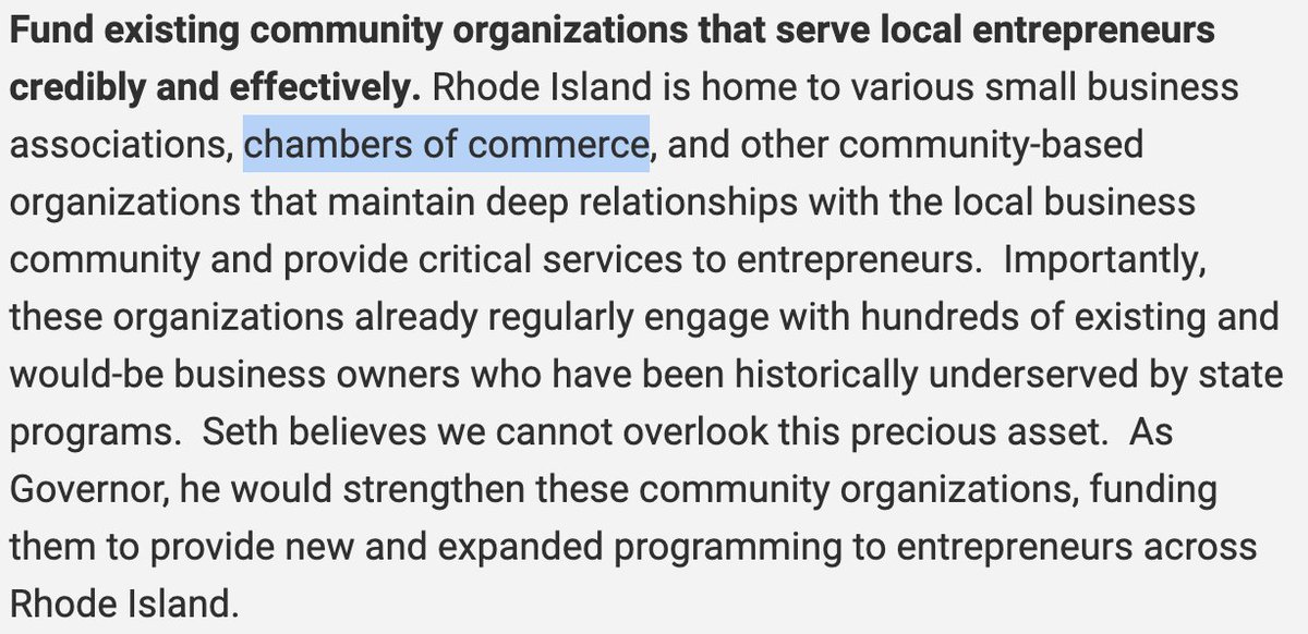SamuelWBell's tweet image. My God.  @SethMagaziner openly released a plan calling for direct public funding of powerful corporate lobbying groups, including specifically name-checking the Chamber of Commerce.  What corporate Democrats will do for corporate lobbying groups boggles the mind.