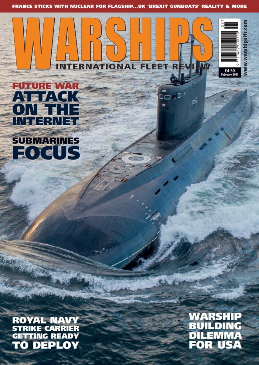 1/2 Touch of déjà vu with all the talk from senior UK naval officers about Russian threat to undersea cables in the media & warnings about upsurge in #submarine forays from the Kola. Here's the cover of Feb 2021 edition @WarshipsIFR #defence #naval #navies #news #geopolitics