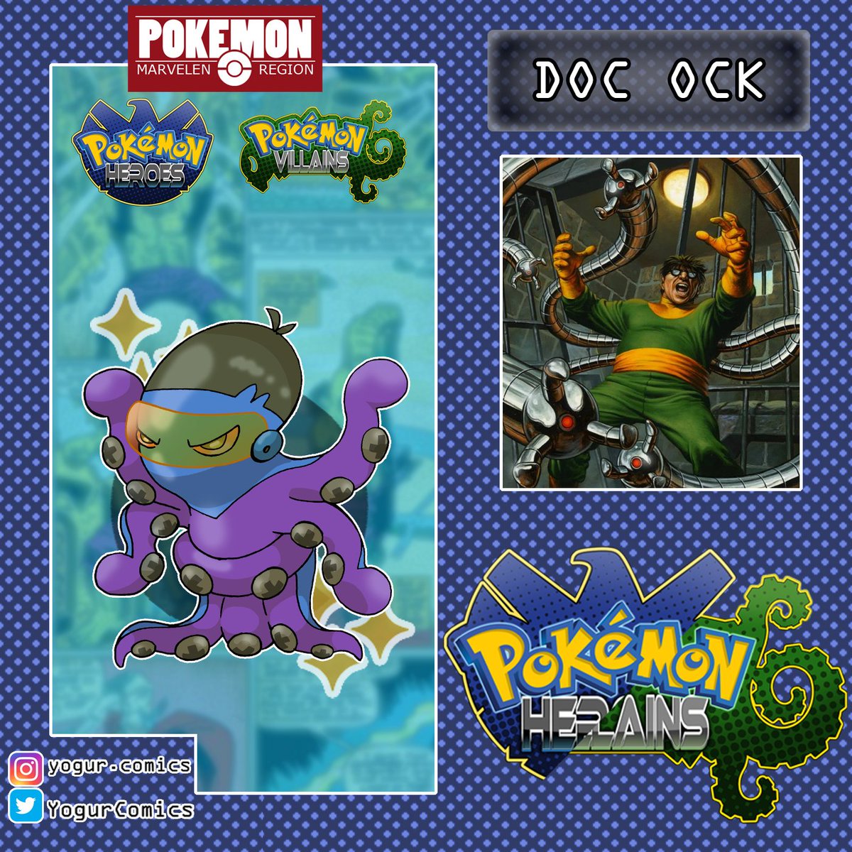 YogurComics's tweet photo. #dockock as the marvelian #grapploct uses it's arms to overpower other pokemon, usually being compared to a bully that feels that it needs to show its superiority...
#pokemon #fakemon #nintendo #desing #marvelianform #dibujo #marvel #octopus #droctopus #ottooctavius #nowayhome https://t.co/DWKH0NKB5E