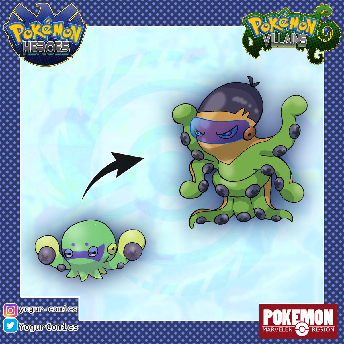 YogurComics's tweet photo. #dockock as the marvelian #grapploct uses it's arms to overpower other pokemon, usually being compared to a bully that feels that it needs to show its superiority...
#pokemon #fakemon #nintendo #desing #marvelianform #dibujo #marvel #octopus #droctopus #ottooctavius #nowayhome https://t.co/DWKH0NKB5E