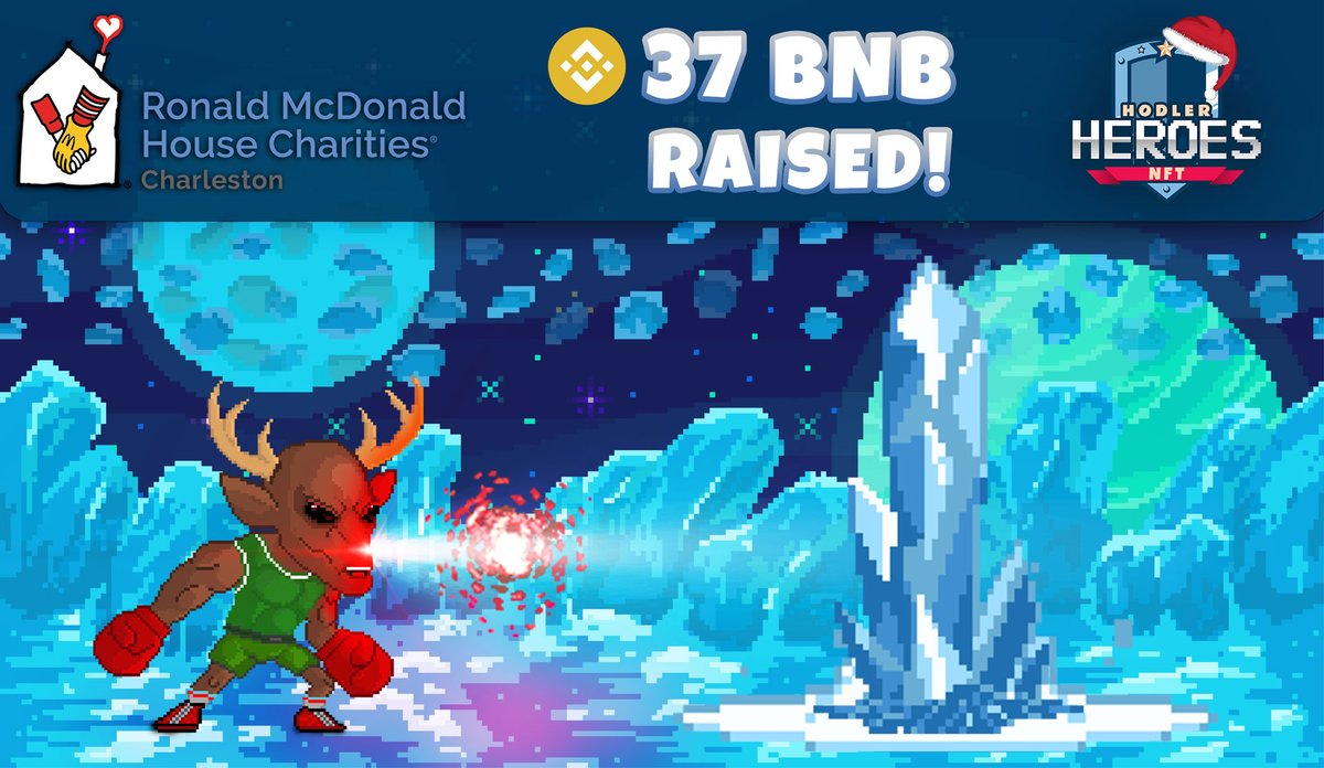 HodlerHeroesNFT's tweet photo. We are impressed at our Hodlers' overwhelming generosity. We've raised over 37 $BNB to donate to @RMHCCharleston. Did you know that Rudolph capsules give you the HIGHEST CHANCE of getting a Demi-God, the mightiest Rarity in the game? Get your own Rudolph: https://t.co/3bFr0ZaK8u https://t.co/witvVTVsJN