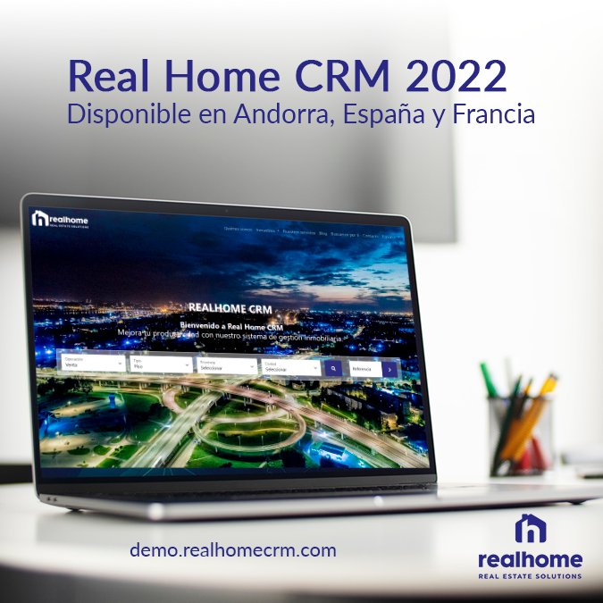 Nueva versión 2022 de nuestro sistema de gestión inmobiliaria Real Home CRM. Solicita asesoramiento y demo personalizada sin compromiso a info@realhomecrm.com