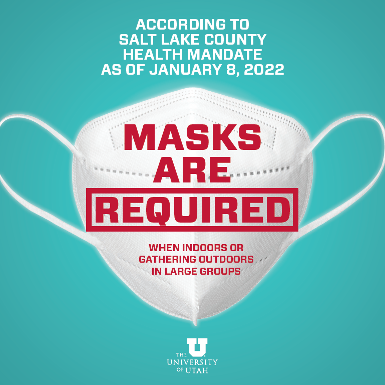 UUtah's tweet photo. Masks are required on campus when indoors or gathering in large groups. #MaskUpUtah 😷 https://t.co/EvQY8QXIBC