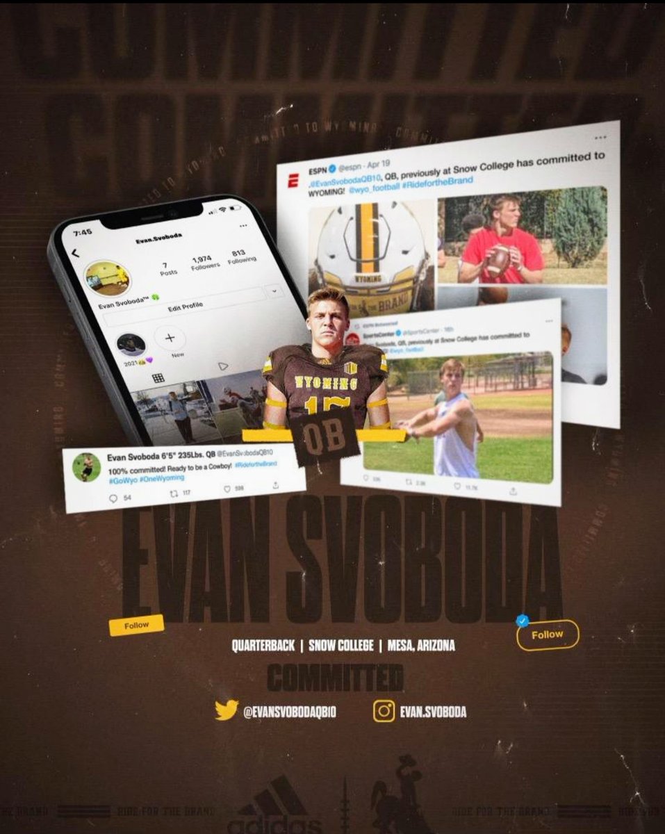 Evan Svoboda QB (@evansvobodaqb17) on Twitter photo Committed and ready to ride. ๐ค <a href="/ghaugii7/">Gordie Haug</a> <a href="/CoachCBohl/">Coach Craig Bohl</a> @CoachTimWYO <a href="/wyo_football/">Wyoming Cowboy Football</a> <a href="/Elev8QBacademy/">Mike Giovando</a> <a href="/elev8academy/">Elev8 Sports Academy</a> #rideforthebrand #JUCOPRODUCT #LL74 #LLTRU Committed and ready to ride. ๐ค <a href="/ghaugii7/">Gordie Haug</a> <a href="/CoachCBohl/">Coach Craig Bohl</a> @CoachTimWYO <a href="/wyo_football/">Wyoming Cowboy Football</a> <a href="/Elev8QBacademy/">Mike Giovando</a> <a href="/elev8academy/">Elev8 Sports Academy</a> #rideforthebrand #JUCOPRODUCT #LL74 #LLTRU