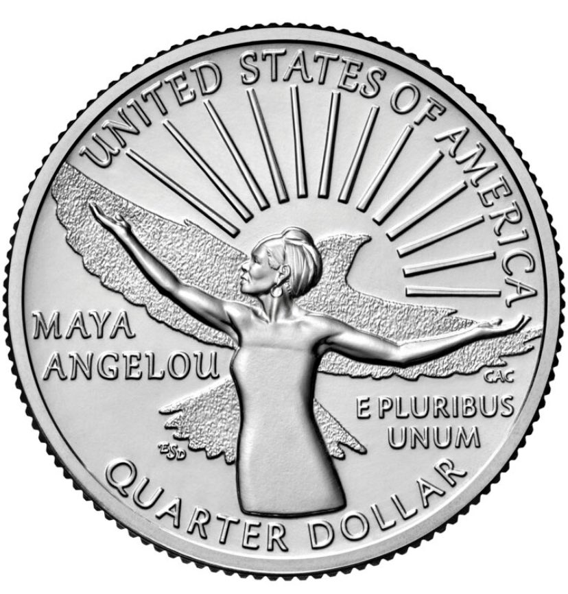 Poet Maya Angelou becomes the first Black woman to appear on a US quarter