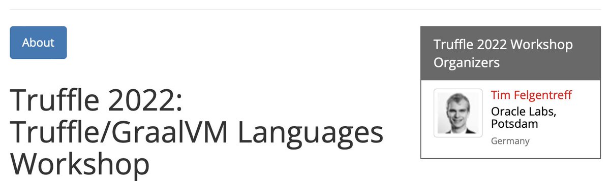 ECOOPconf's tweet photo. Interested in Truffle/GraalVM Languages? We have you covered at ECOOP'22 with the Truffle'22 workshop! Thanks @timfelgentreff for organizing!
@graalvm @oraclelabs
More info: https://t.co/vNC6qObkXy https://t.co/u9yl69Ayby