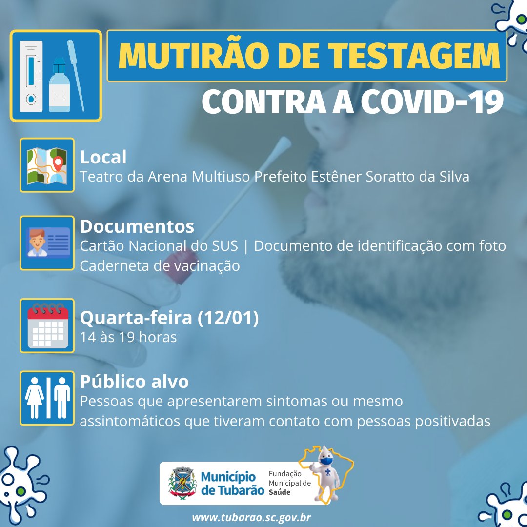 Mutirão de testagem para Covid-19 acontecerá nesta quarta-feira (12)

Veja mais: bit.ly/3zKVJa9