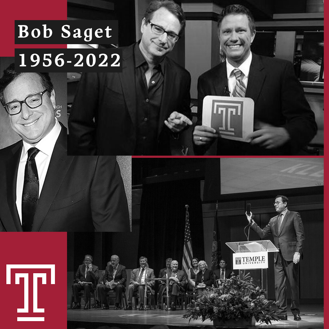 TempleAlumni's tweet photo. Today we pay tribute to Bob Saget, KLN '78 and his legacy that has earned him a place in our hearts along with the title of “America’s Dad.” While Saget will be deeply missed, his “sparkle” will continue to shine for ages. https://t.co/RWnQORYsdr