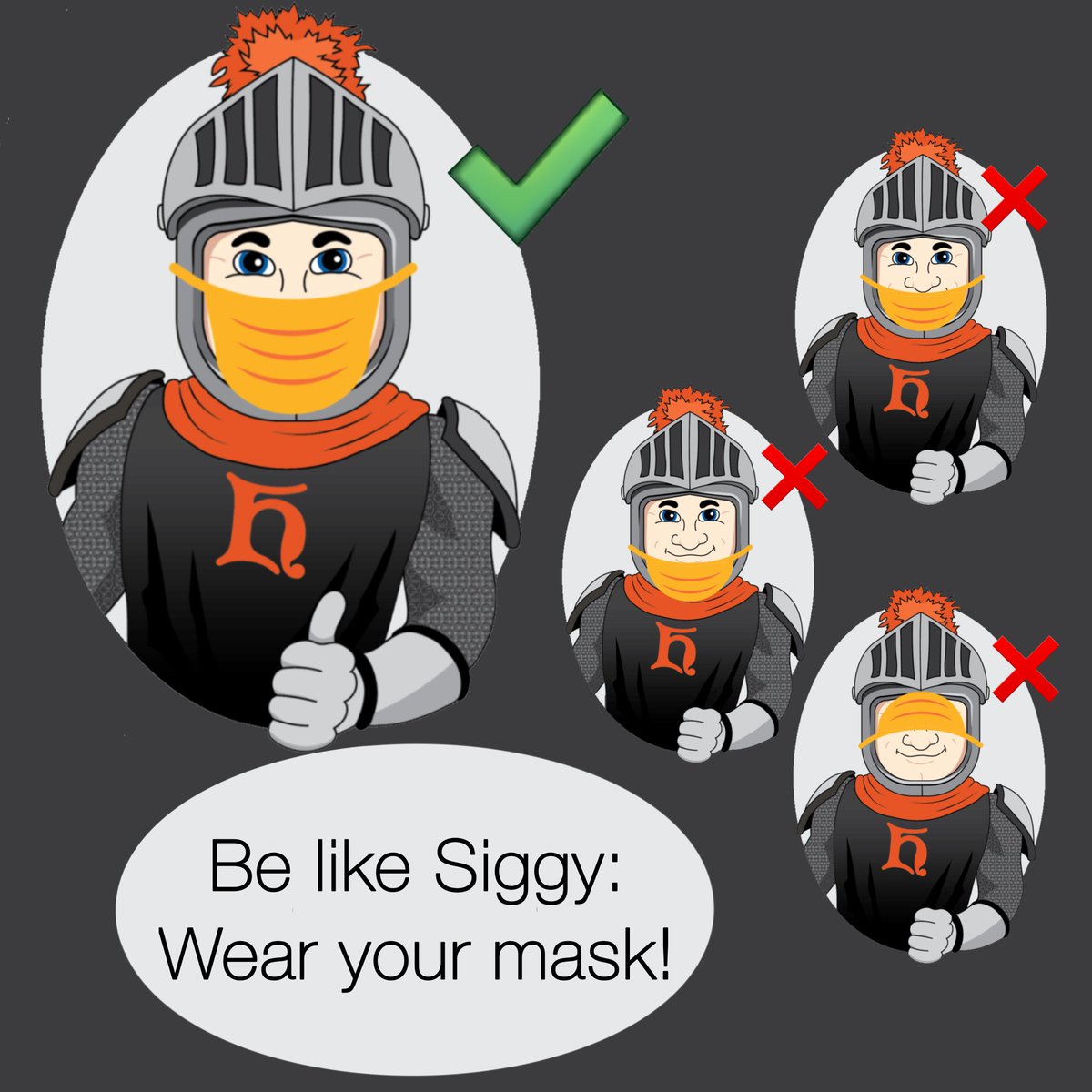 Happy First Day of classes! As we begin this spring semester, remember to be like Siggy and mask up!