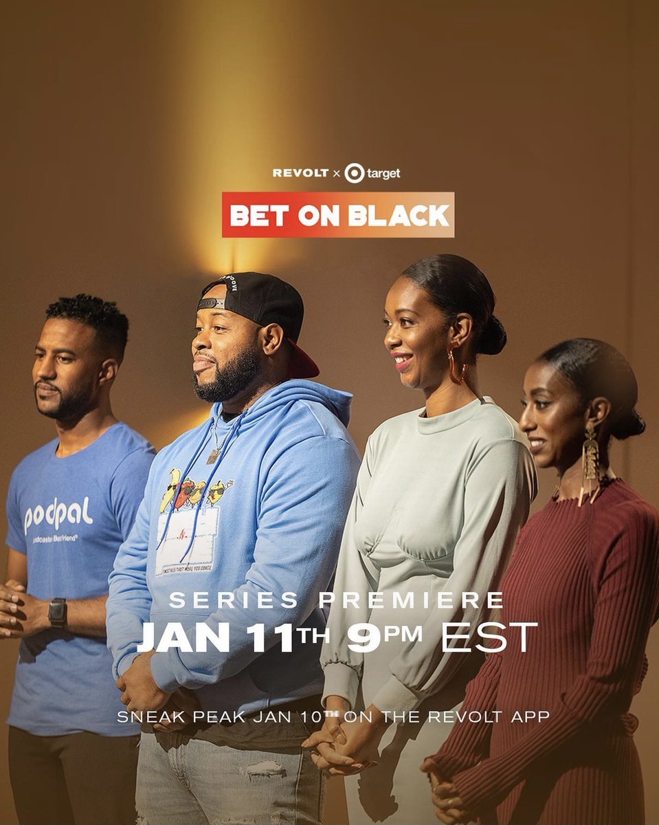 📺 Tonight’s the night! Tune in, I’m gonna be on TV ya’ll 🤩🤩🤩. Watch the sneak preview of the new series #BetonBlack today @ 5PM EST &amp; tune into the series premiere on 1/11 @ 9PM EST. Link in Bio! ⌚️#TargetxBetOnBlack #podpal #apodcastersbestfriend #target #revolt #BetOnBlack