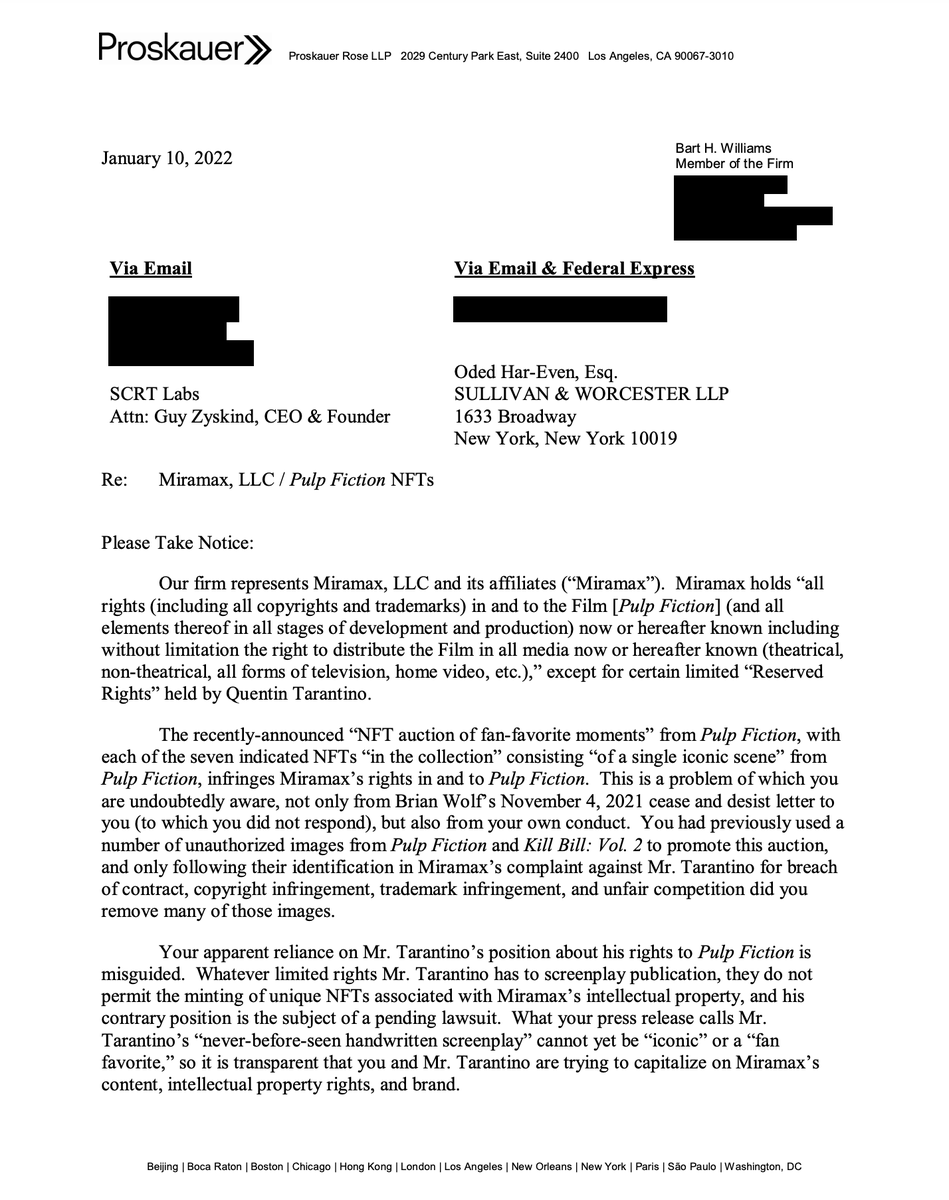 GuyZys's tweet photo. Hey @Miramax. Got your letter. Your attempt to bully and intimidate us, and our community, will not work. This lawful sale @TarantinoNFTs will continue as planned, despite your efforts to sabotage it.

https://t.co/1Qjkgfy8U1 https://t.co/jpjbYDNmNp