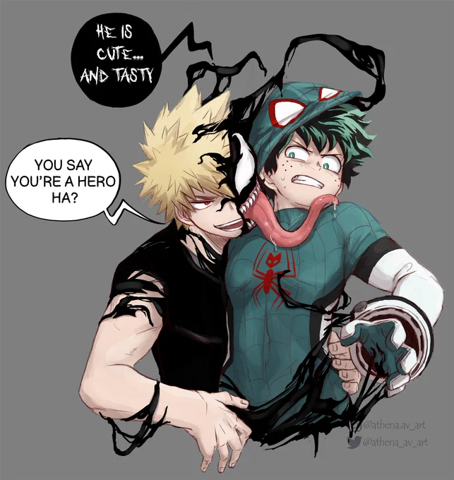 Venom-Kacchan &amp; Spider-Deku doodles 💚🕷🧡
.
#sketch #spideydeku #Spidey #BNHA #bakudeku #bkdk #MHA #Bakugou #Deku 