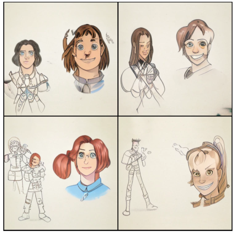 In the stream today @blargenswarg posted these AI generated character made by feeding my RPG commissions into the Looking Glass AI by @ai_curio
They are high art and I will soon be obsolete