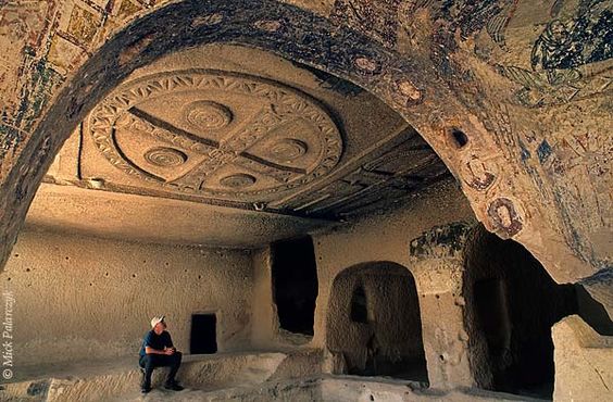 Byzantine Church of the Three Crosses in Cappadocia, modern-day Turkey.