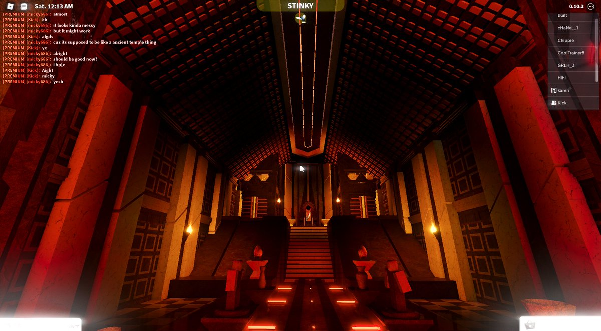 micky6861's tweet photo. Just finished a new build! It's based off a cavern in AC Odyssey, Sort of like an ancient temple that had advanced technology, also added some pretty cool secret doors, like the front entrance. Enjoy! @GreekAmphora @fruitmcnare @BasicallyBlxbrg https://t.co/RuyI1h7ZwW
