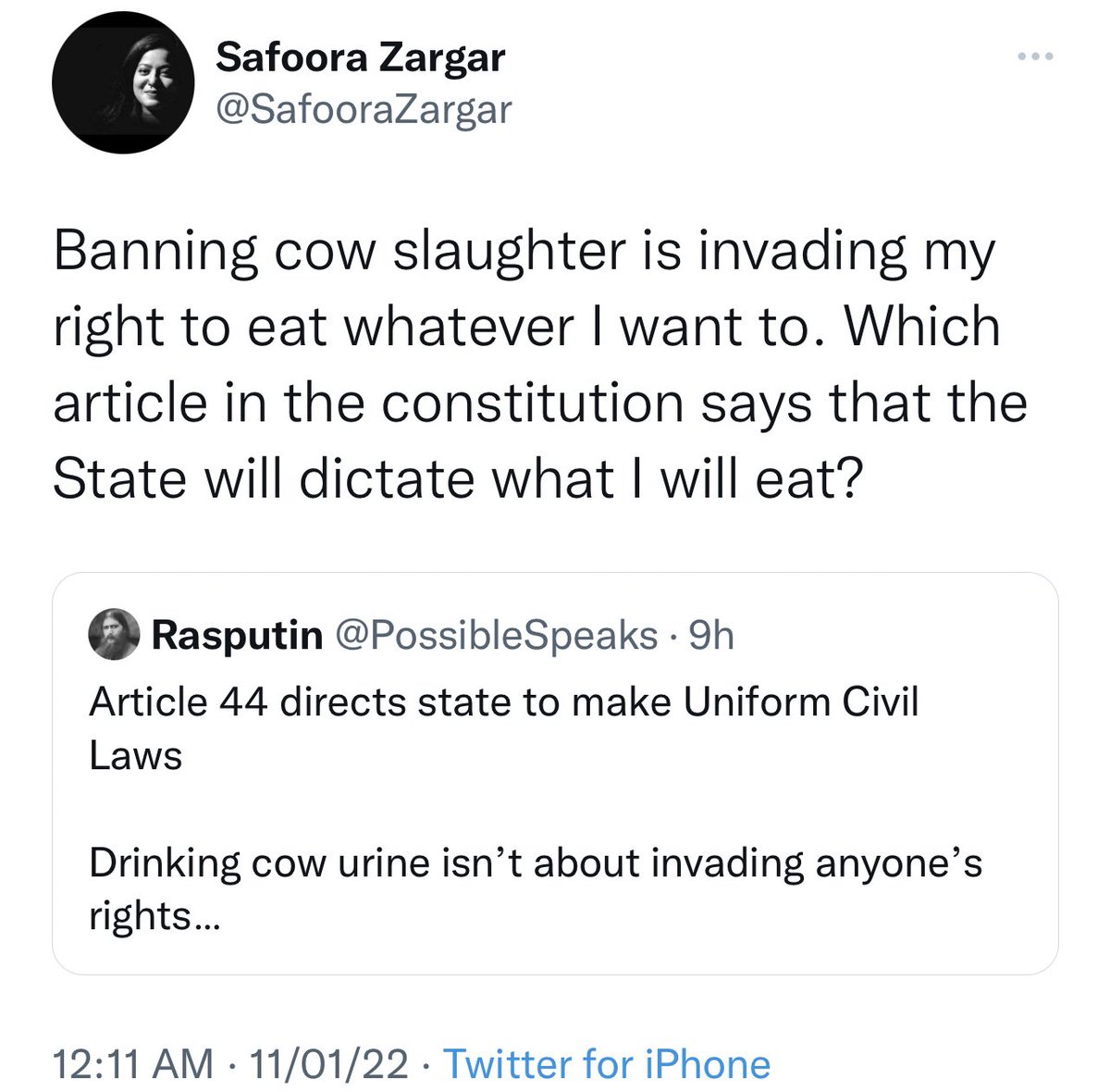 Article 48 of Constitution of Socialist Secular Democratic Republic of India says:
‘The State shall endeavour to prohibit the slaughter, of cows and calves and other milch and draught cattle.’
