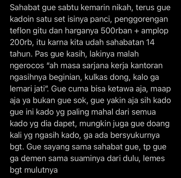 worksfess's tweet photo. Work! Emg kalo sarjana + kerja kantoran kalo ke kondangan sahabat harus ngasih apaan? Atau ngasih amplop isi brp? Gue sakit hati bgt soalnya, dia kira kerja kantoran udh pasti gaji gede apa https://t.co/V8ThXvRROr