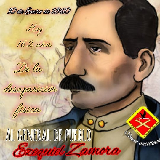 255GAC_'s tweet photo. Hoy 10 de enero se conmemora el fallecimiento del general Ezequiel Zamora, quien luchó por la igualdad y la justicia social. Llevando siempre la consigna: ¡¡¡Tierra de hombres libres.!!! #SOMOSARTILLEROS https://t.co/VYgD3eRdkH