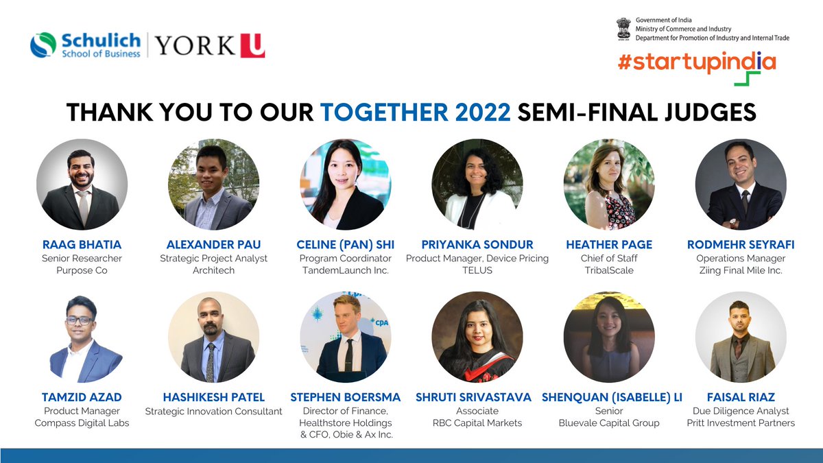 We welcomed back 12 former ENTR 6960 Mentorship Match Students, as the Semi-Final Judging Team for Together 2022.

Our sincerest gratitude to the judges for their time and support to help identify the finalist teams and making Together 2022 a massive success!