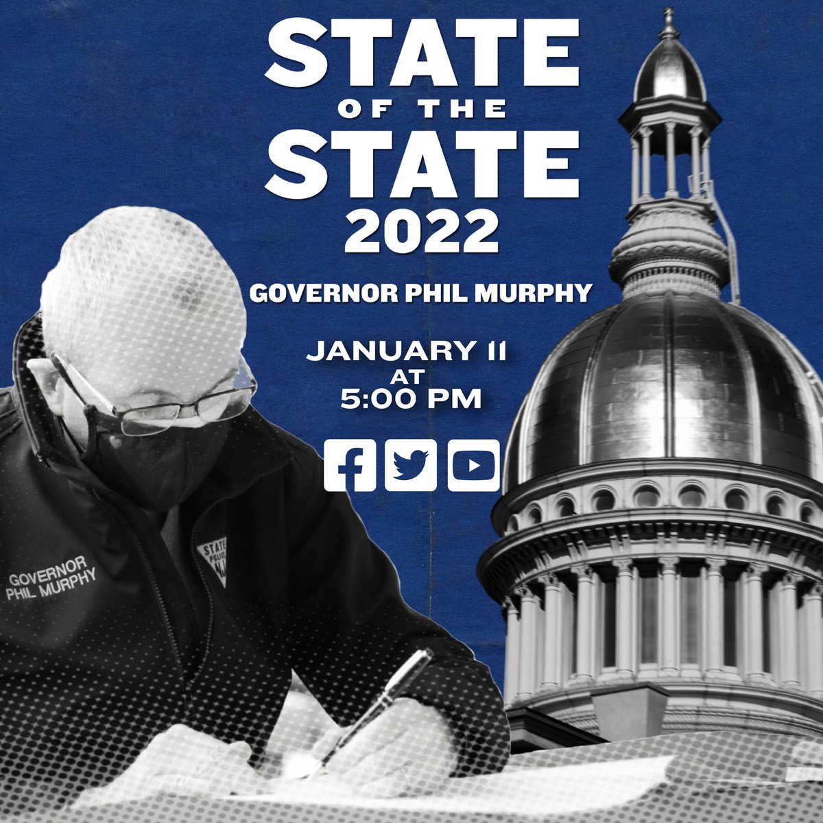 GovMurphy's tweet photo. Tomorrow at 5:00 PM, I will deliver my 2022 State of the State Address.
ย
For the past two years, we have endured the worst of the COVID-19 pandemic โ but we are resilient and ready to keep moving forward.
ย
#NJSOTS https://t.co/uspE8Zbhnk