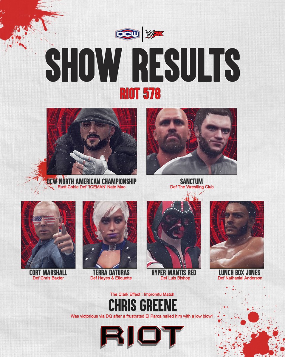 ocwfed's tweet photo. OCWFED: Riot 578 Results! 

Check out the show here:
https://t.co/fMlh3zxM04

#ocwfed #ocwriot #WWE2K19 https://t.co/wNVqbTUSgI
